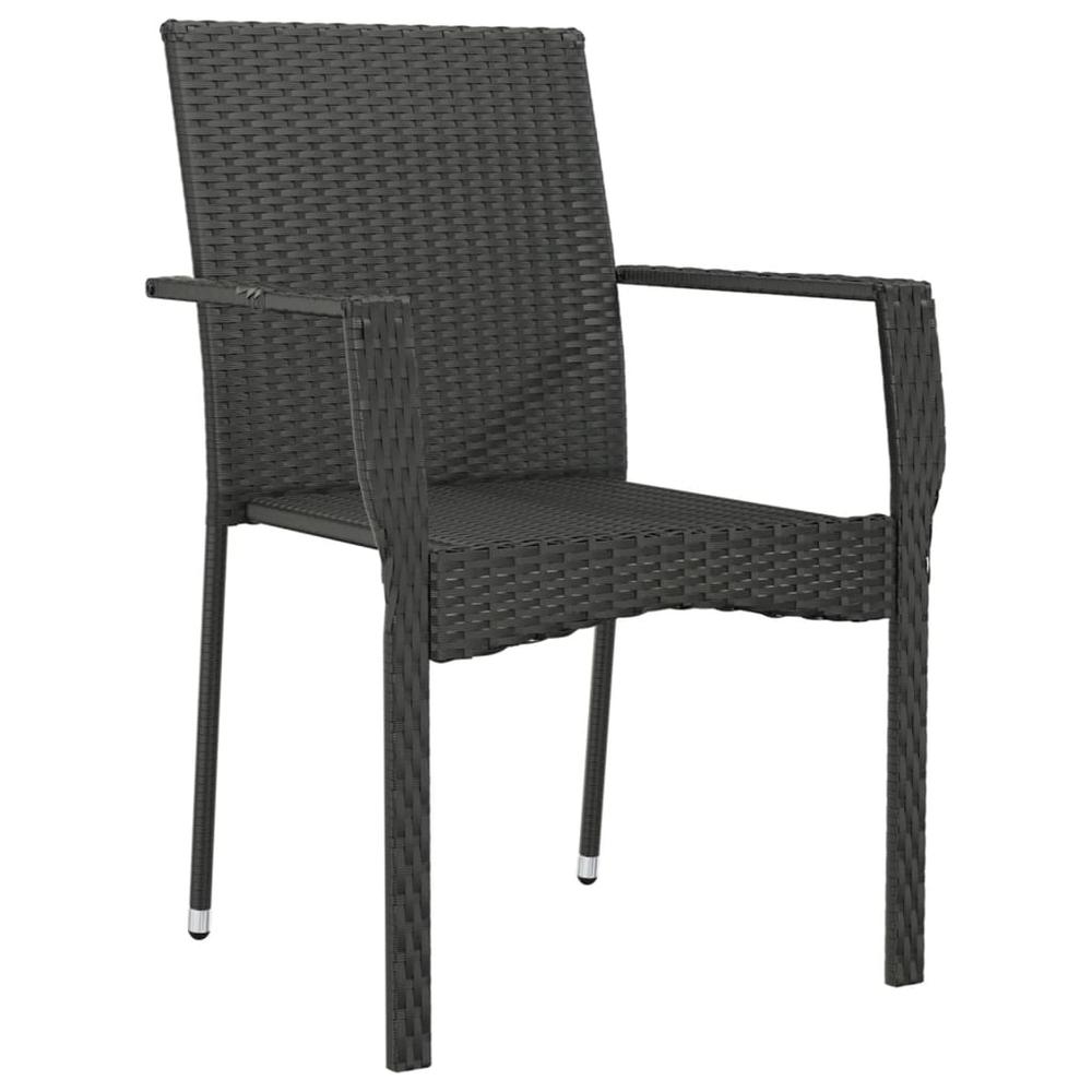 Patio Chairs with Cushions 2 pcs Poly Rattan Black. Picture 3