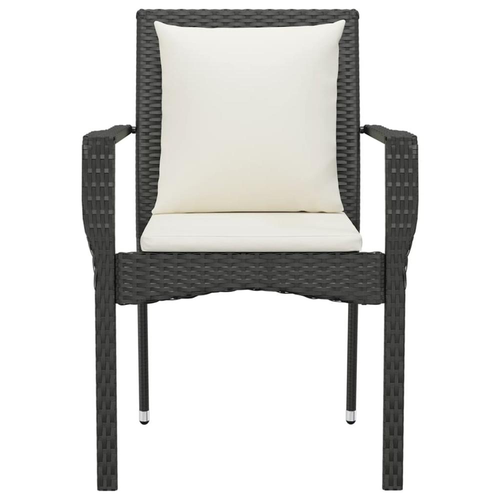 Patio Chairs with Cushions 2 pcs Poly Rattan Black. Picture 4