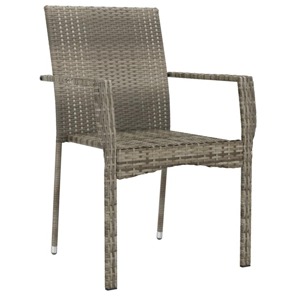 Patio Chairs with Cushions 2 pcs Poly Rattan Gray. Picture 3