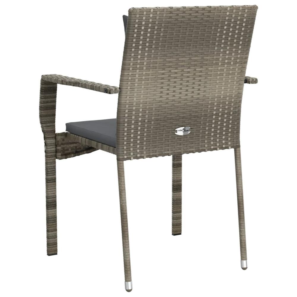 Patio Chairs with Cushions 2 pcs Poly Rattan Gray. Picture 6