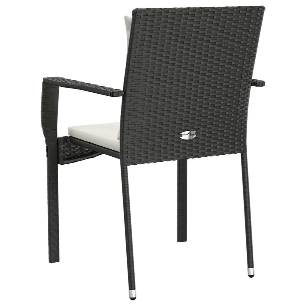 Patio Chairs with Cushions 4 pcs Poly Rattan Black. Picture 6
