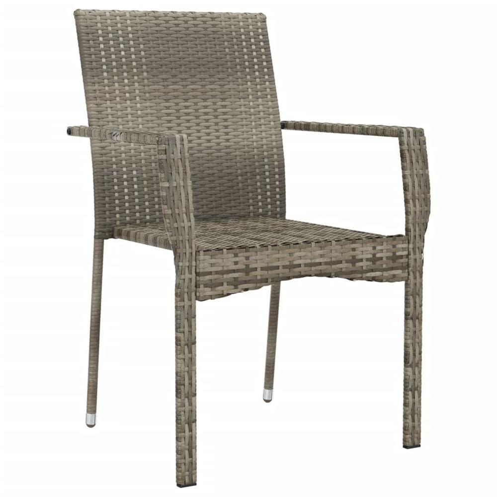 Patio Chairs with Cushions 4 pcs Poly Rattan Gray. Picture 2