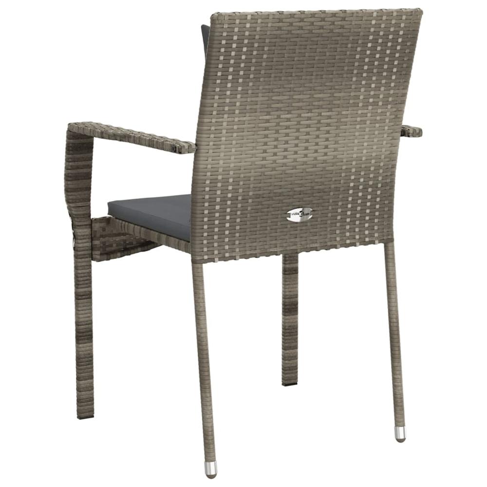 Patio Chairs with Cushions 4 pcs Poly Rattan Gray. Picture 6
