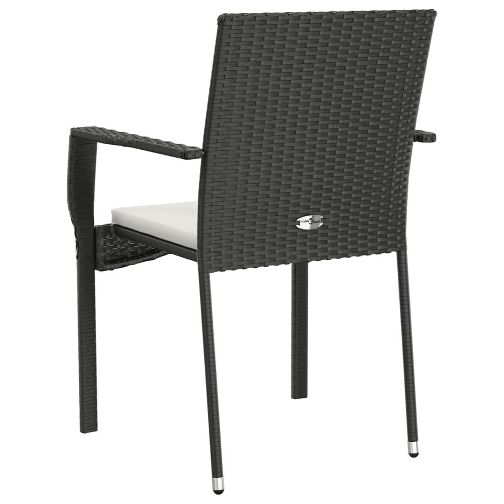 Patio Chairs with Cushions 2 pcs Poly Rattan Black. Picture 6