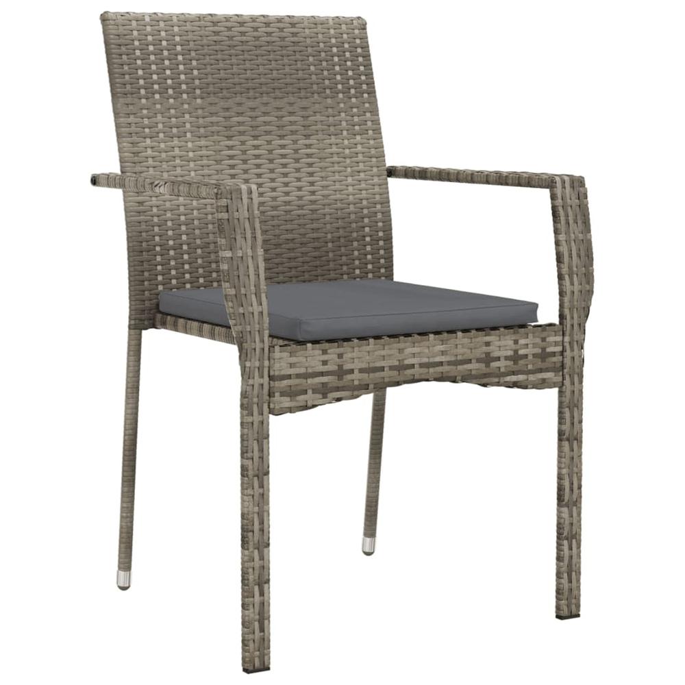Patio Chairs with Cushions 2 pcs Poly Rattan Gray. Picture 2