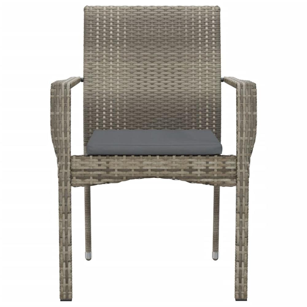 Patio Chairs with Cushions 2 pcs Poly Rattan Gray. Picture 4