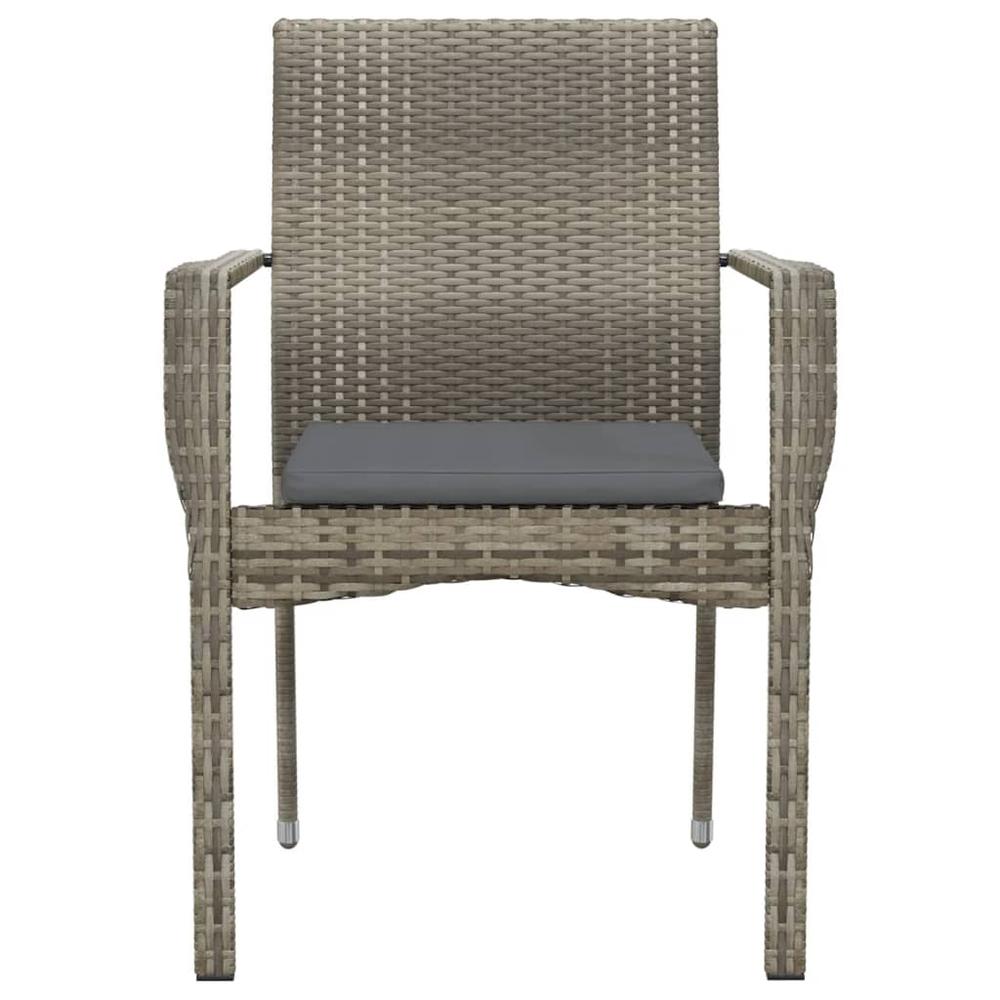 Patio Chairs with Cushions 4 pcs Poly Rattan Gray. Picture 4