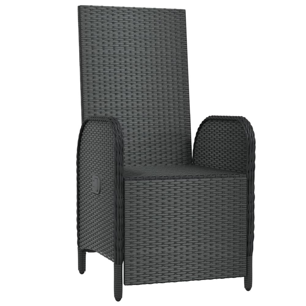 Patio Reclining Chairs with Cushions 2 pcs Poly Rattan Black. Picture 3