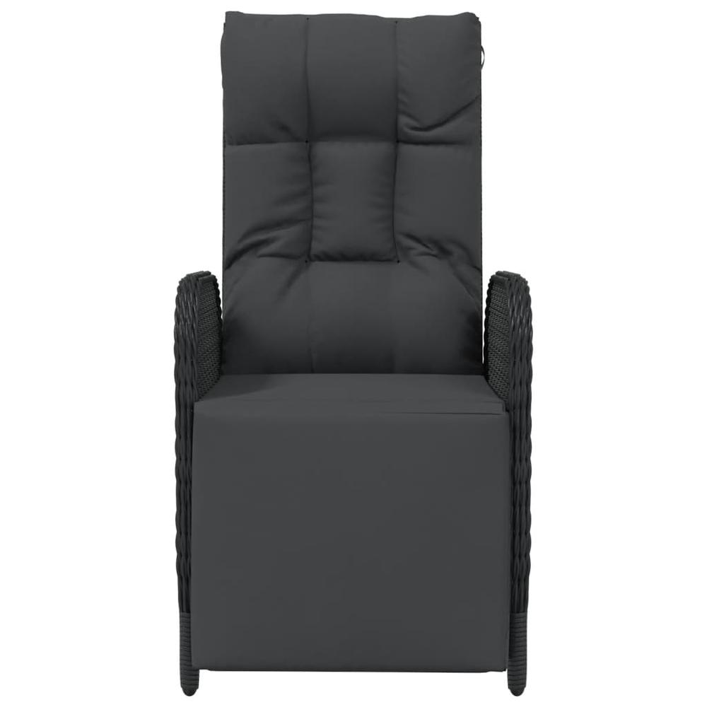 Patio Reclining Chairs with Cushions 2 pcs Poly Rattan Black. Picture 4