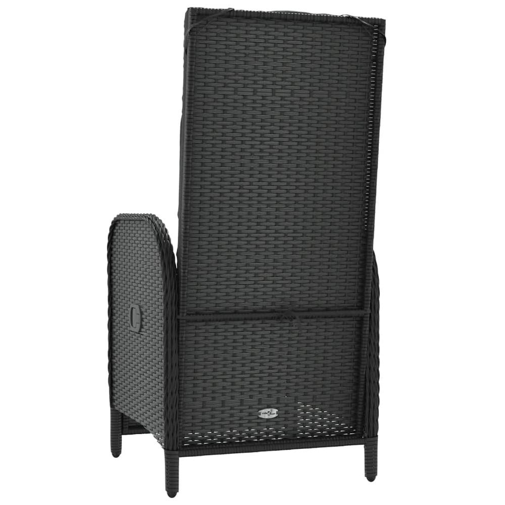 Patio Reclining Chairs with Cushions 2 pcs Poly Rattan Black. Picture 6