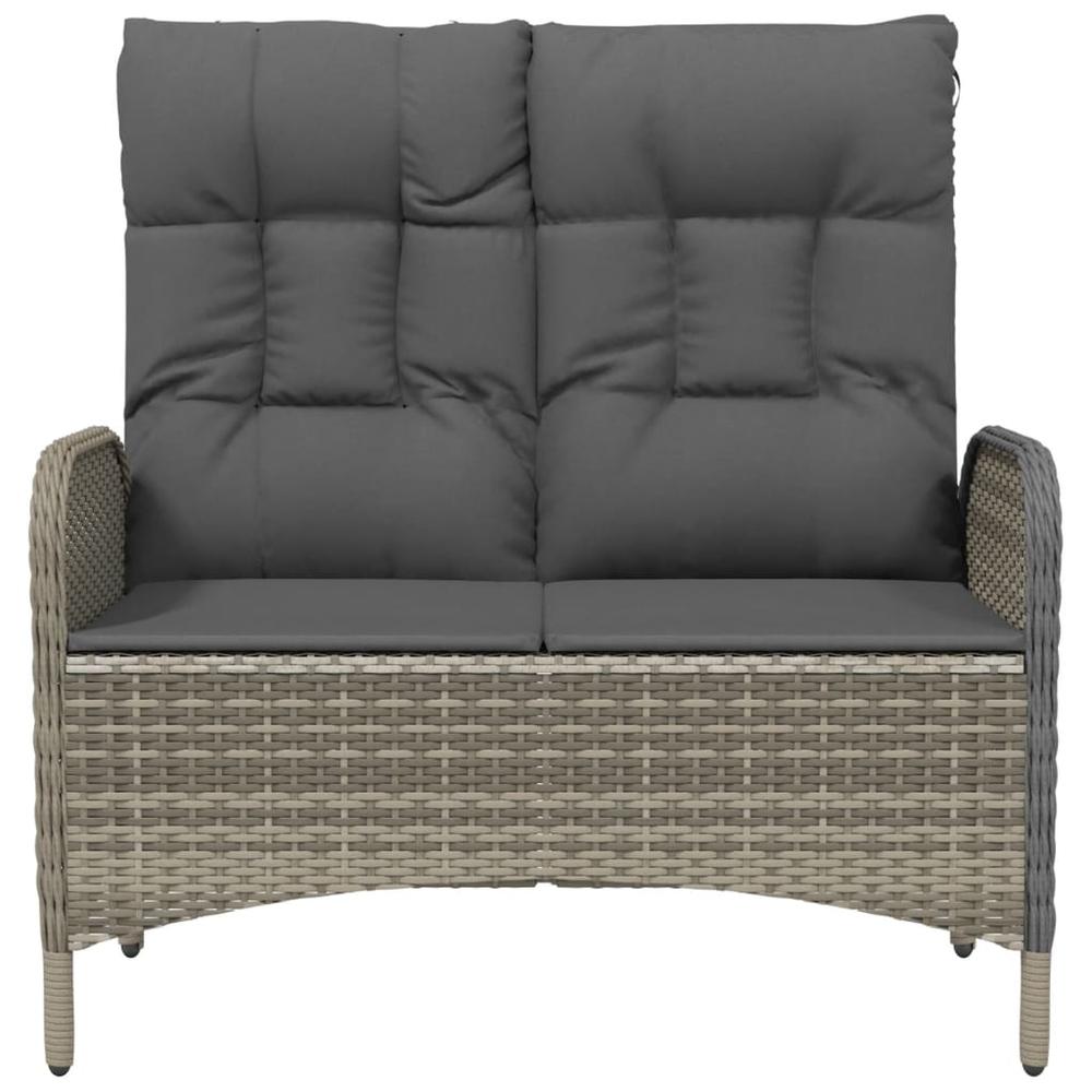 Reclining Patio Bench with Cushions 42.1" Poly Rattan Gray. Picture 2
