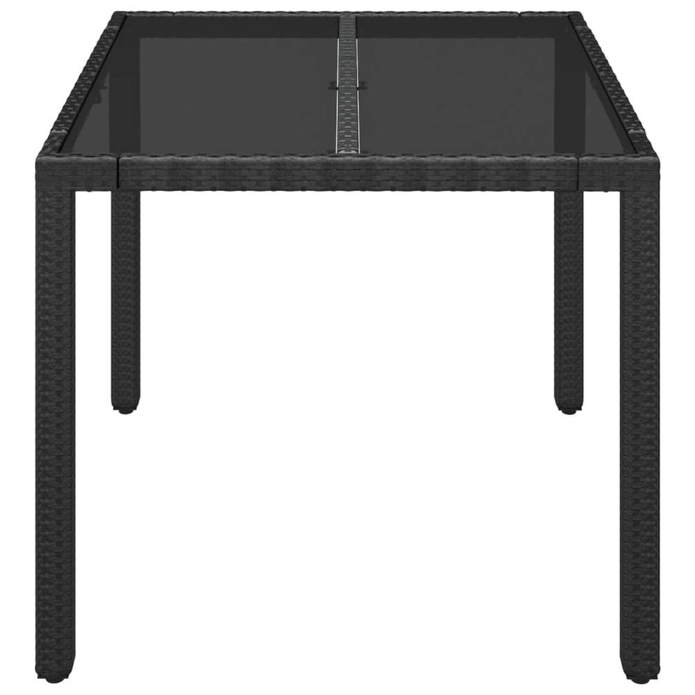 Patio Table with Glass Top Black 35.4"x35.4"x29.5" Poly Rattan. Picture 2