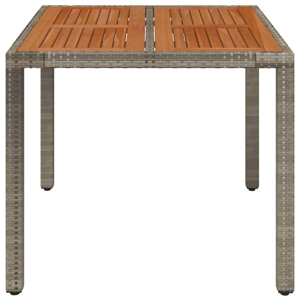 Patio Table with Wooden Top Gray 35.4"x35.4"x29.5" Poly Rattan. Picture 2
