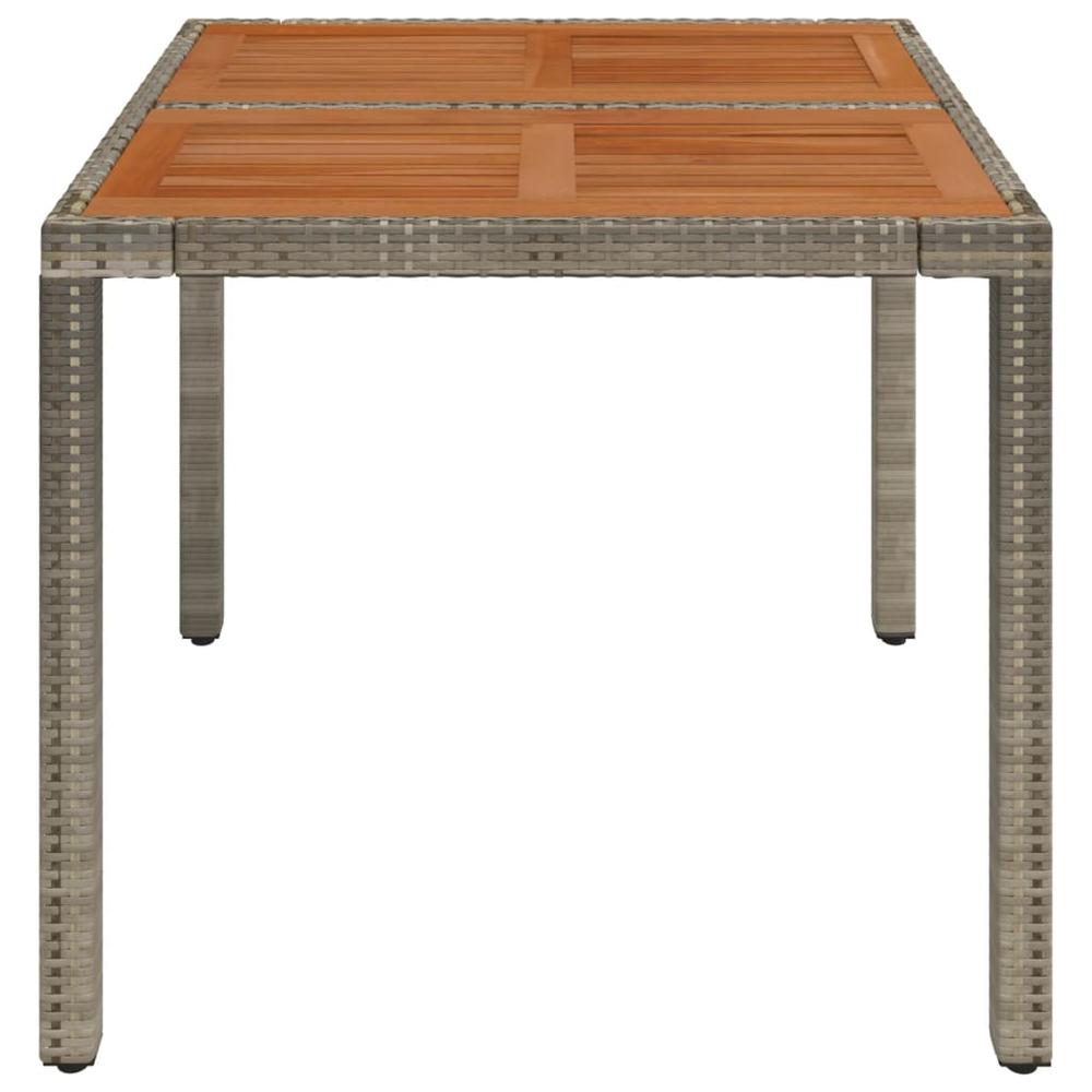 Patio Table with Wooden Top Gray 35.4"x35.4"x29.5" Poly Rattan. Picture 3