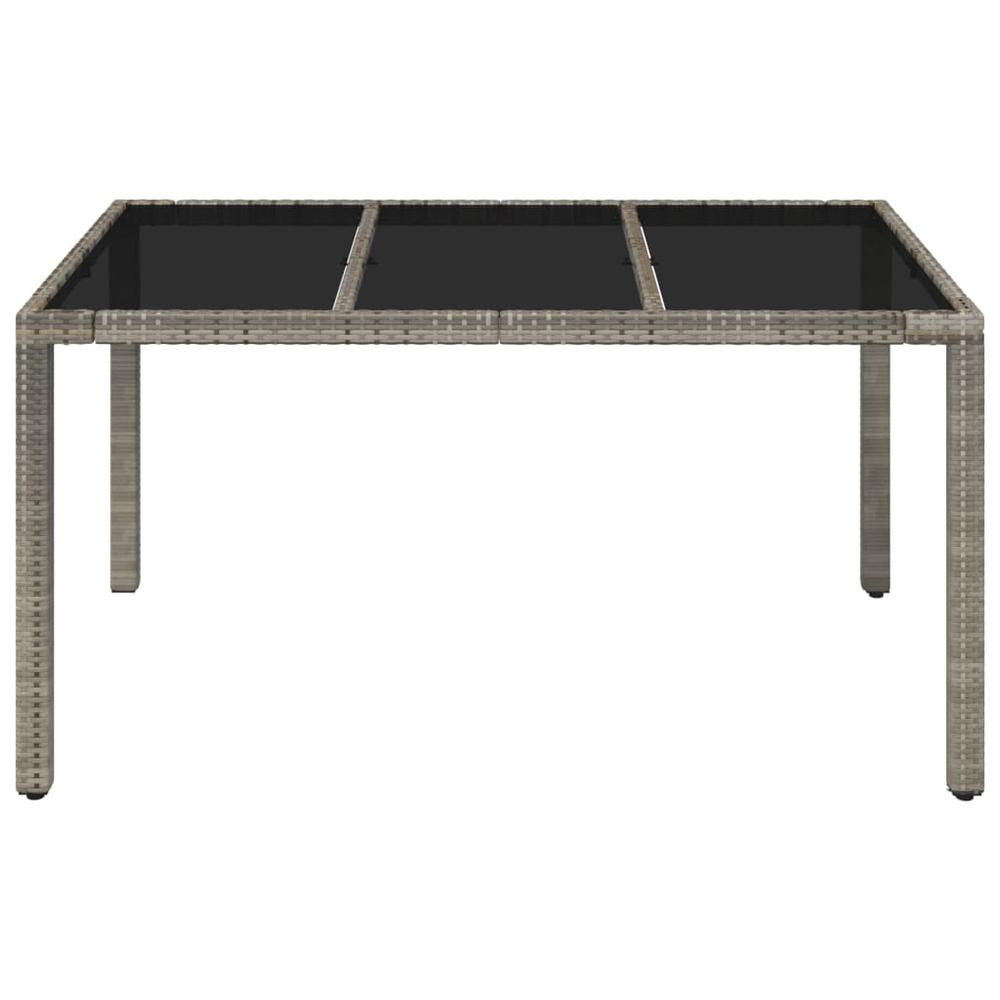 Patio Table with Glass Top Gray 59.1"x35.4"x29.5" Poly Rattan. Picture 2