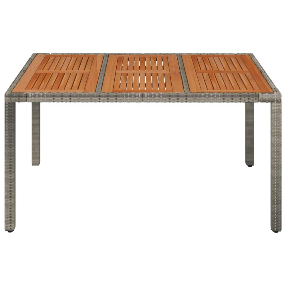 Patio Table with Wooden Top Gray 59.1"x35.4"x29.5" Poly Rattan. Picture 2