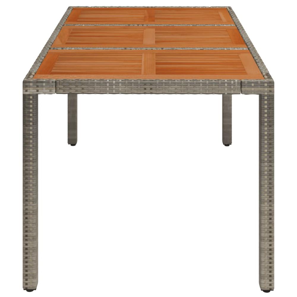 Patio Table with Wooden Top Gray 59.1"x35.4"x29.5" Poly Rattan. Picture 3