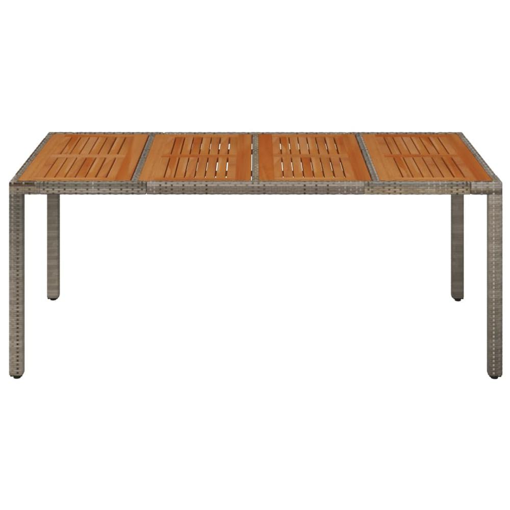 Patio Table with Wooden Top Gray 74.8"x35.4"x29.5" Poly Rattan. Picture 2