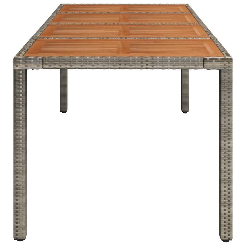 Patio Table with Wooden Top Gray 74.8"x35.4"x29.5" Poly Rattan. Picture 3
