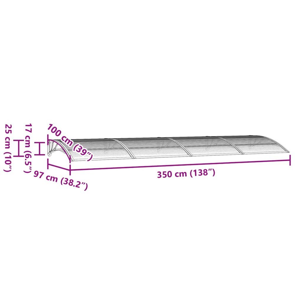 Door Canopy Black 137.8"x39.4" Polycarbonate. Picture 6