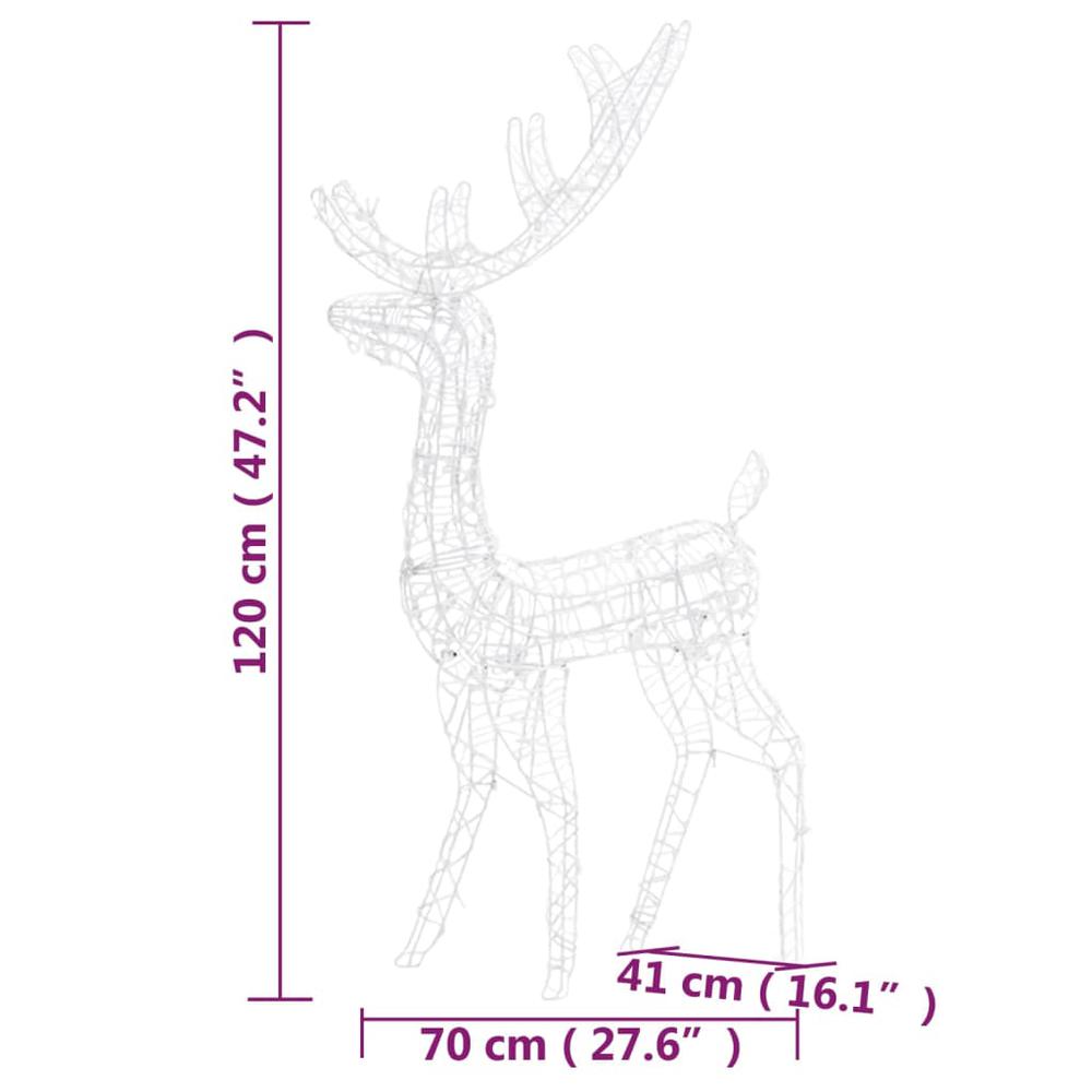 vidaXL Acrylic Reindeer Christmas Decorations 2 pcs 47.2" Cold White. Picture 8