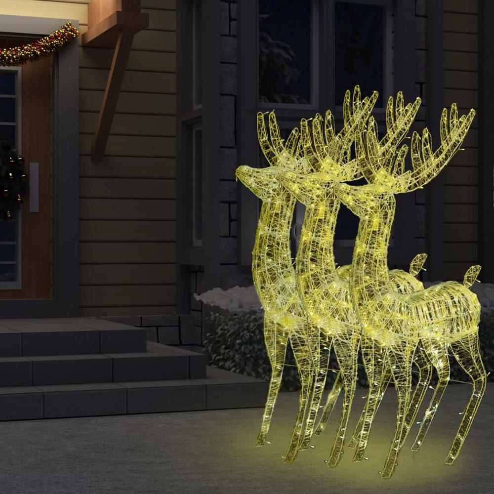vidaXL XXL Acrylic Christmas Reindeers 250 LED 3 pcs 70.9" Warm White. Picture 6
