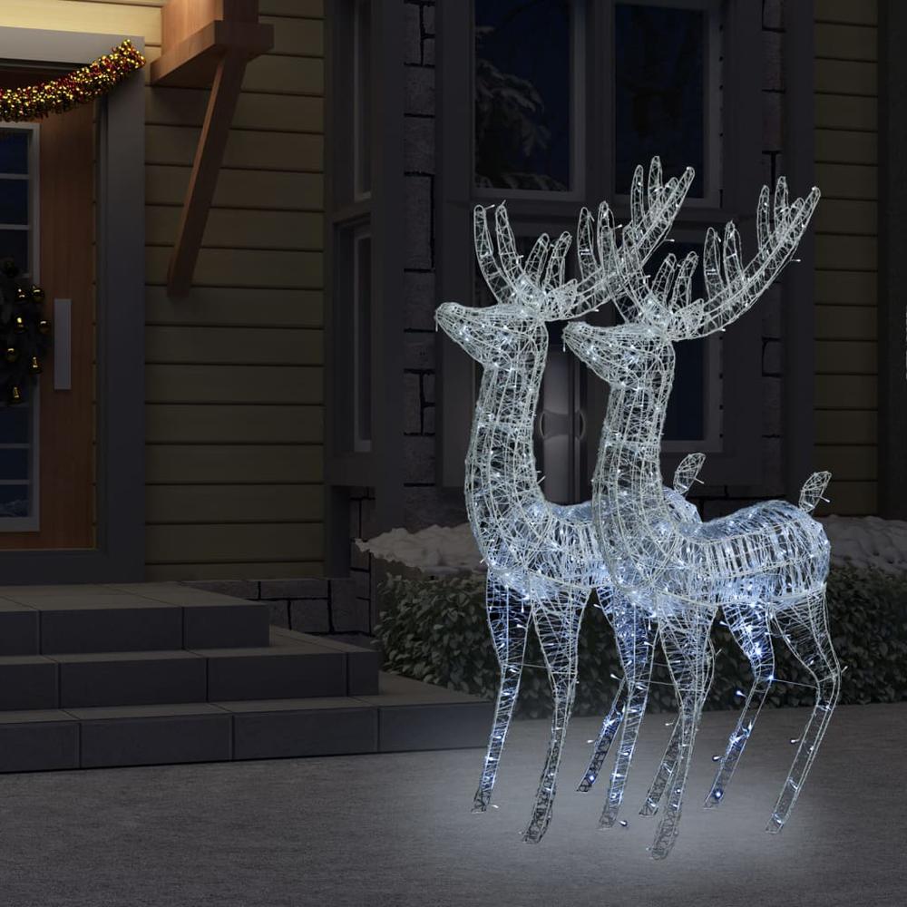 vidaXL XXL Acrylic Christmas Reindeers 250 LED 2 pcs 70.9" Cold white. Picture 6