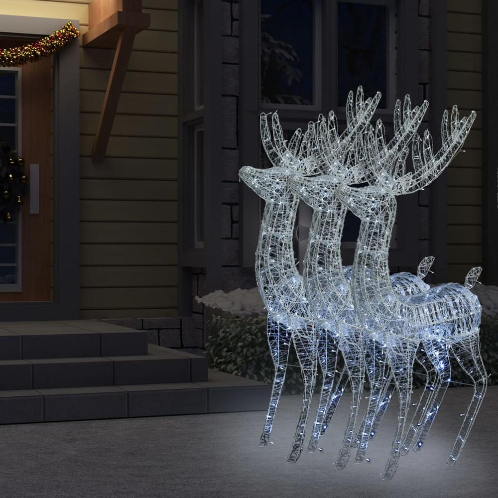 vidaXL XXL Acrylic Christmas Reindeers 250 LED 3 pcs 70.9" Cold white. Picture 6