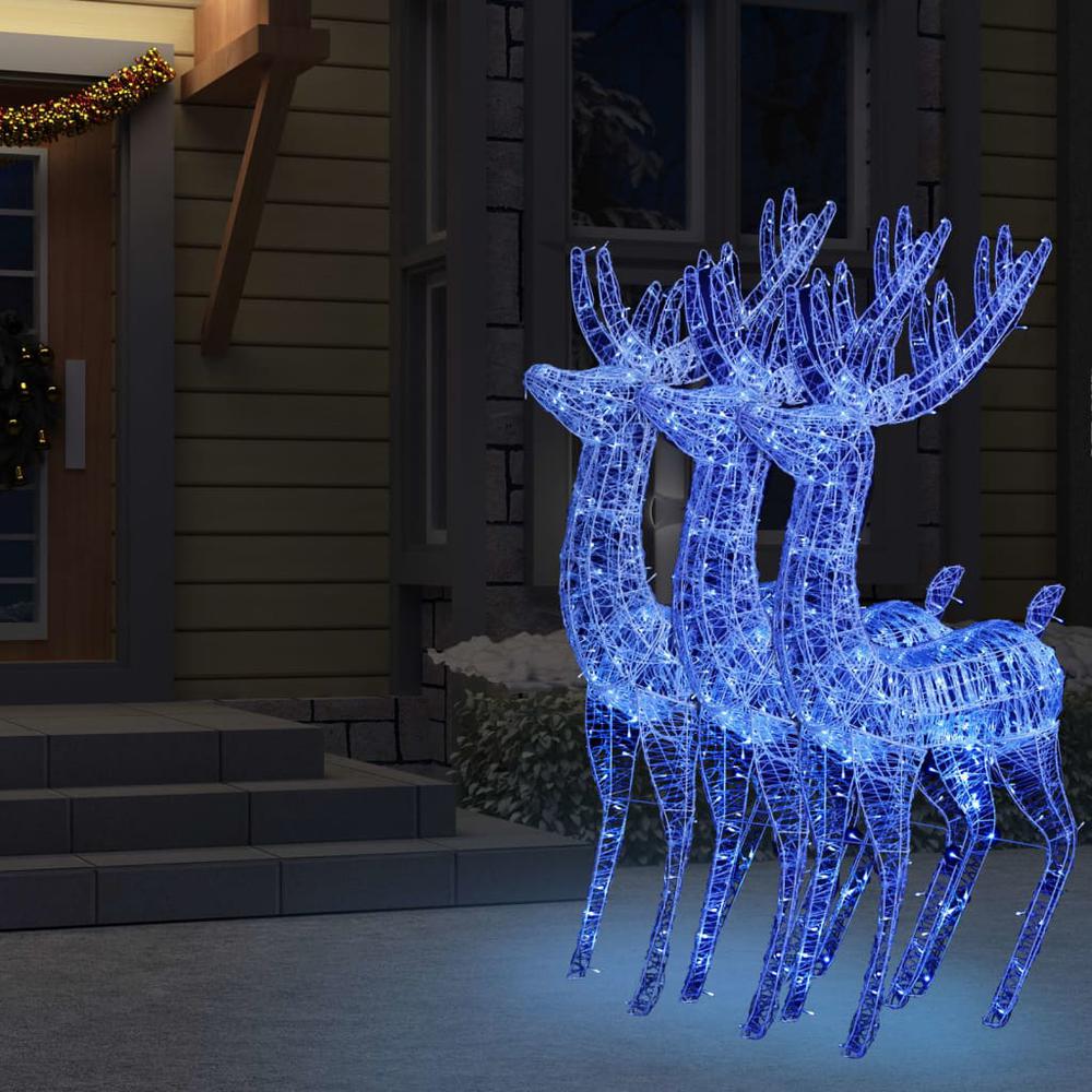 vidaXL XXL Acrylic Christmas Reindeers 250 LED 3 pcs 70.9" Blue. Picture 6