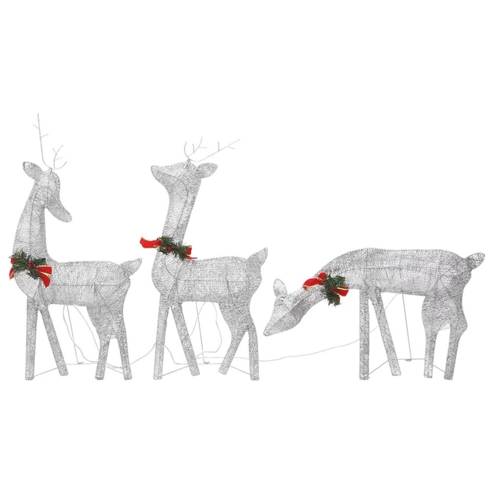 vidaXL Christmas Reindeers 6 pcs Silver Cold White Mesh. Picture 3