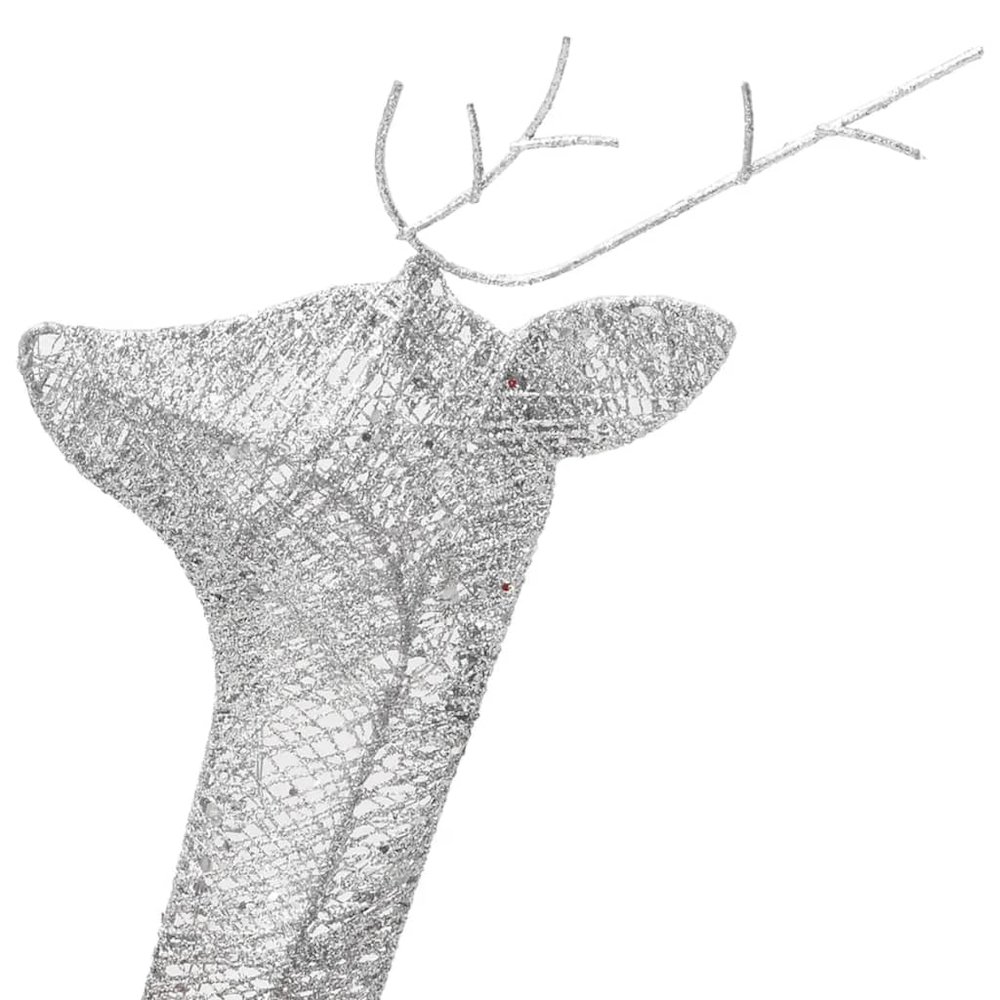 vidaXL Christmas Reindeers 6 pcs Silver Cold White Mesh. Picture 8