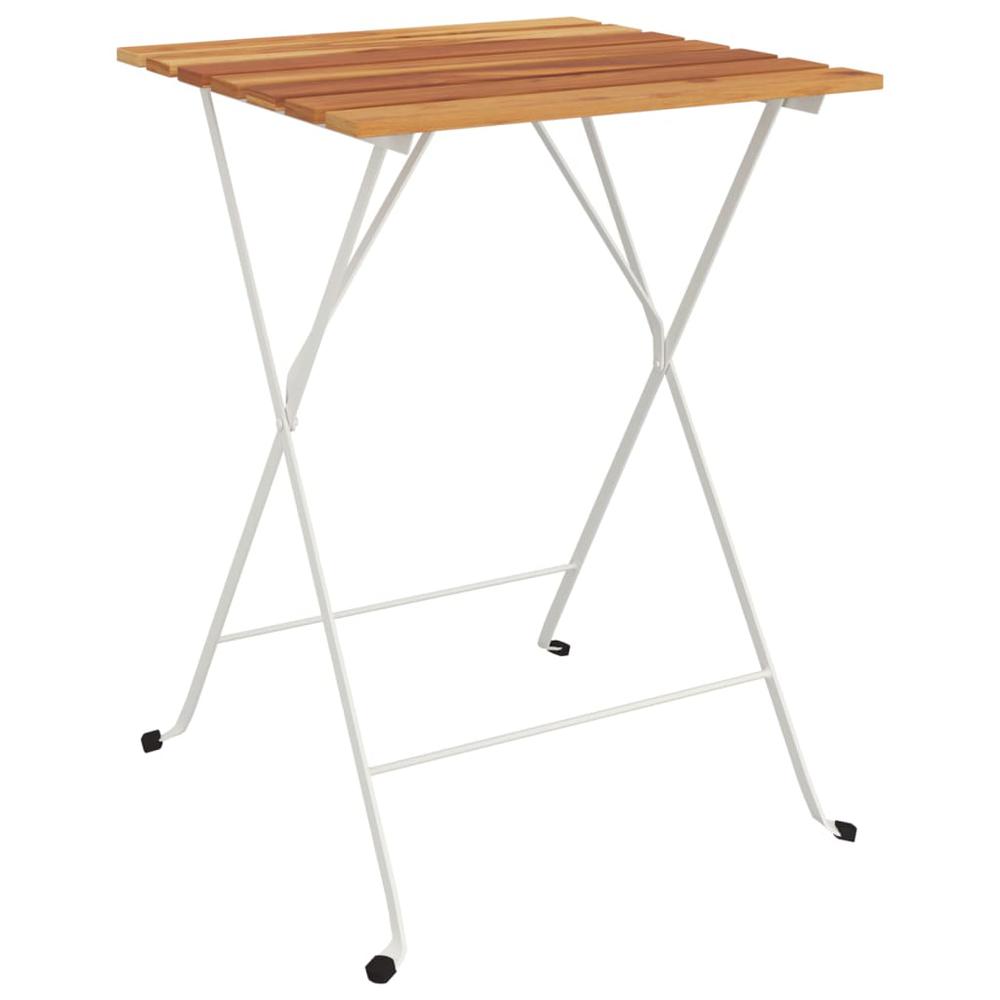 Folding Bistro Table 21.7"x21.3"x28" Solid Wood Acacia and Steel. Picture 1