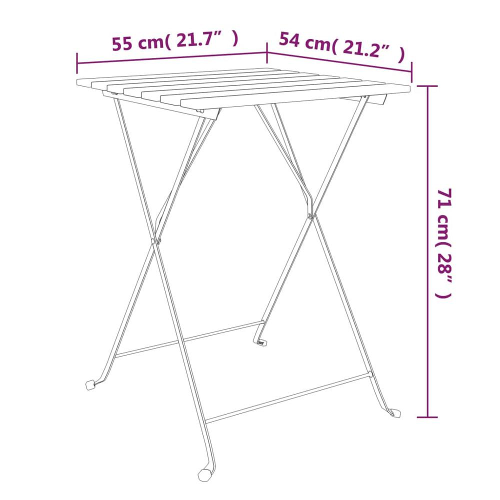 Folding Bistro Table 21.7"x21.3"x28" Solid Wood Acacia and Steel. Picture 6