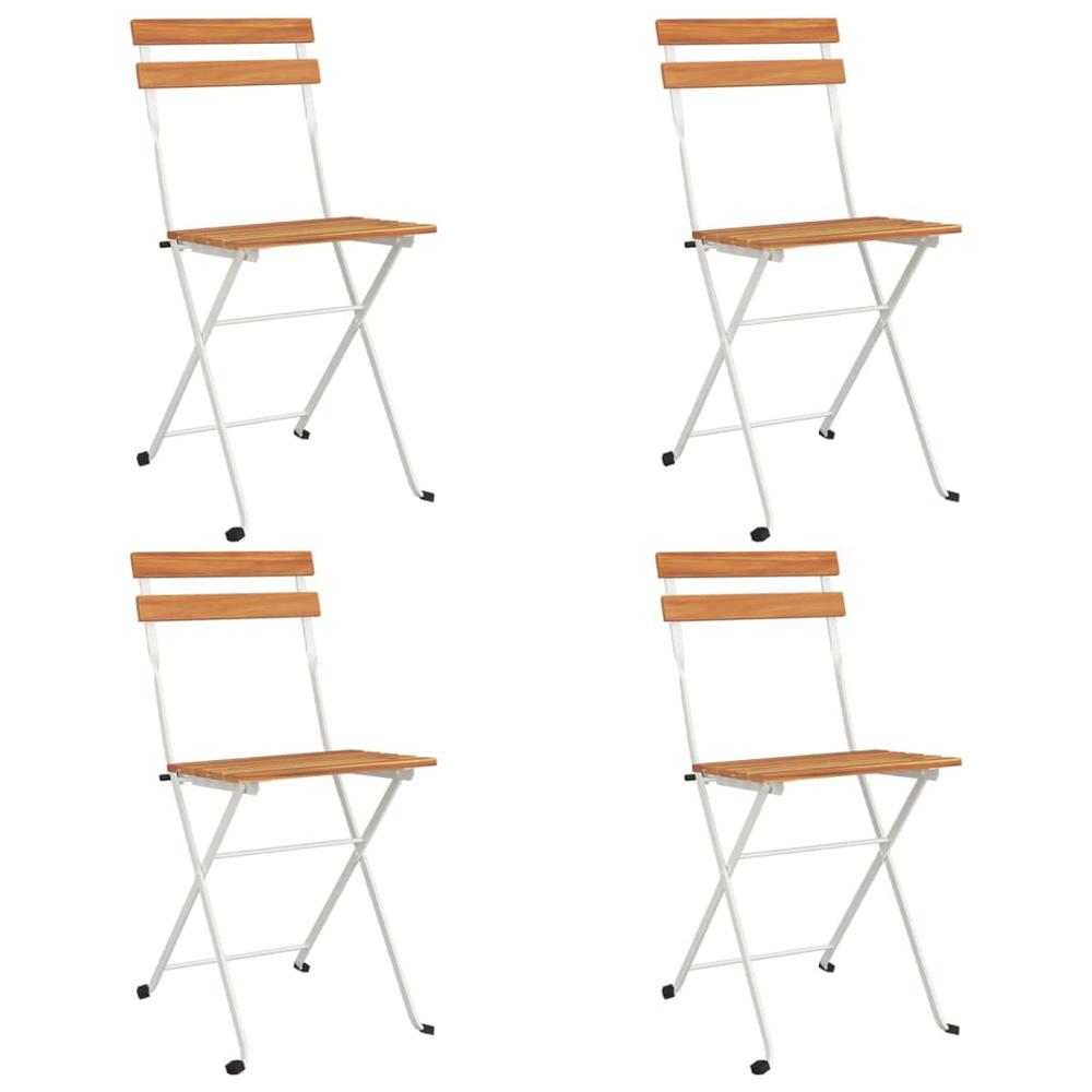 Folding Bistro Chairs 4 pcs Solid Wood Acacia and Steel. Picture 1