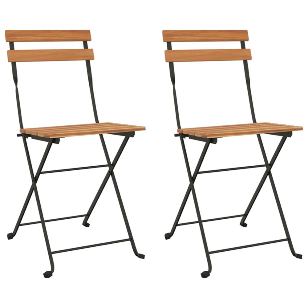 Folding Bistro Chairs 2 pcs Solid Wood Teak and Steel. Picture 1