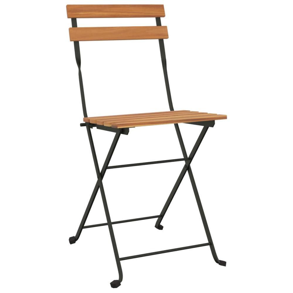 Folding Bistro Chairs 2 pcs Solid Wood Teak and Steel. Picture 2