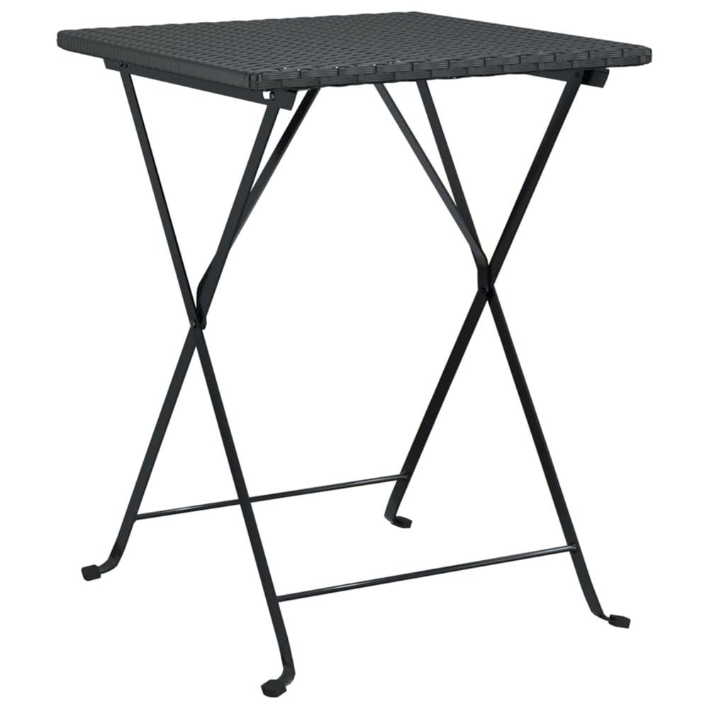 Folding Bistro Table Black 21.7"x21.3"x28" Poly Rattan. Picture 1