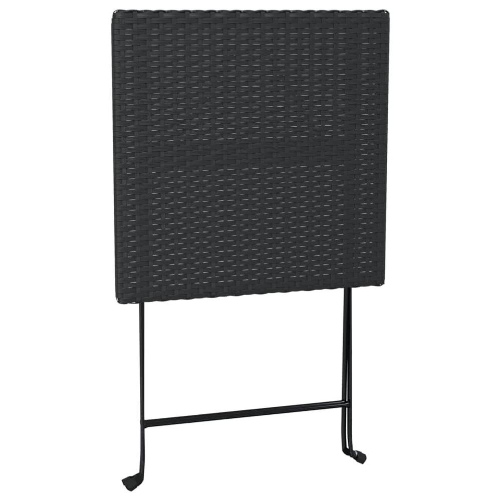 Folding Bistro Table Black 21.7"x21.3"x28" Poly Rattan. Picture 5