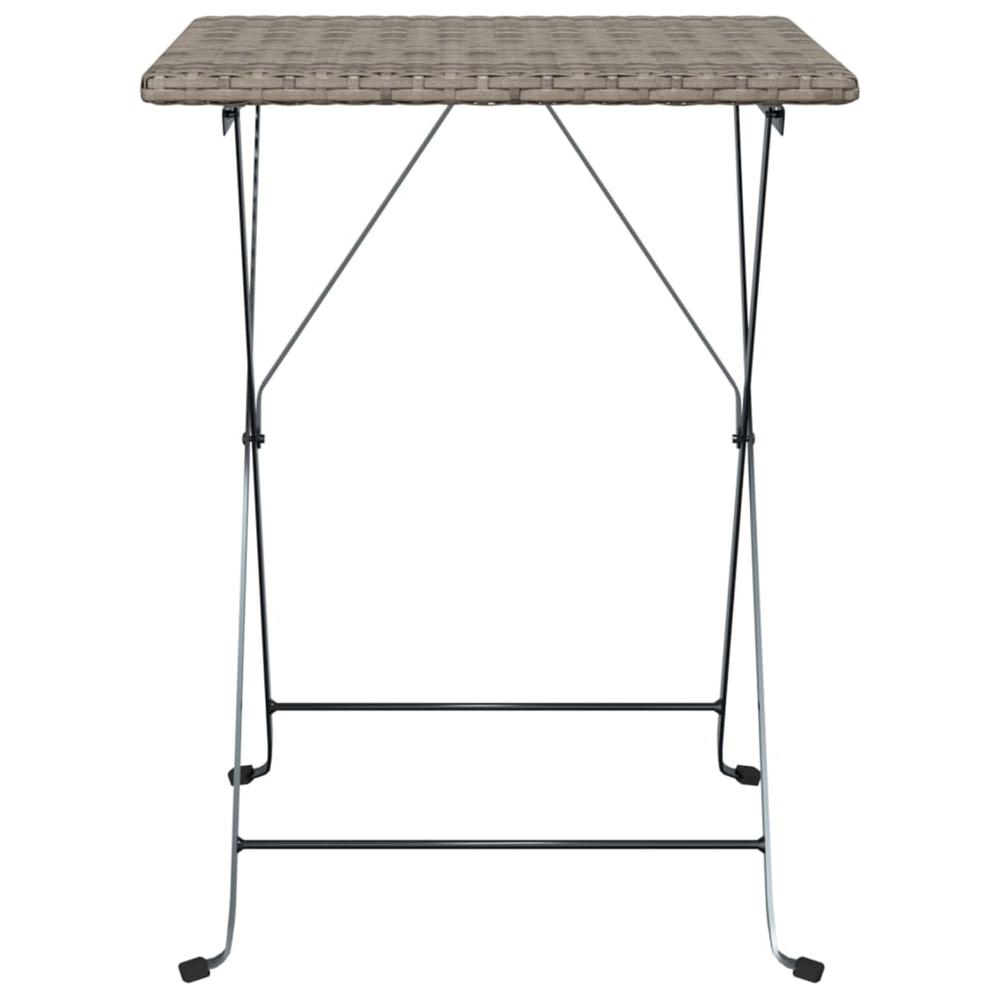 Folding Bistro Table Gray 21.7"x21.3"x28" Poly Rattan. Picture 2
