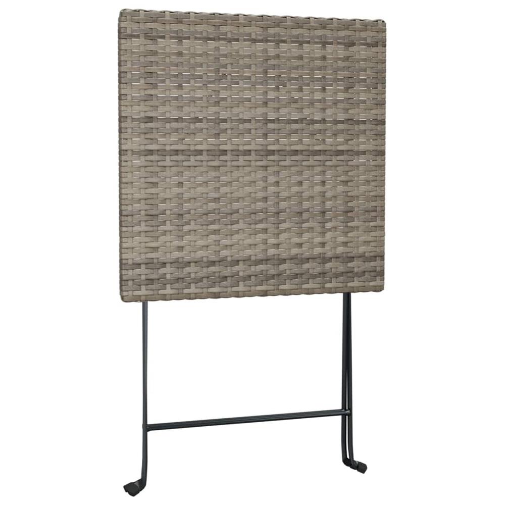 Folding Bistro Table Gray 21.7"x21.3"x28" Poly Rattan. Picture 5