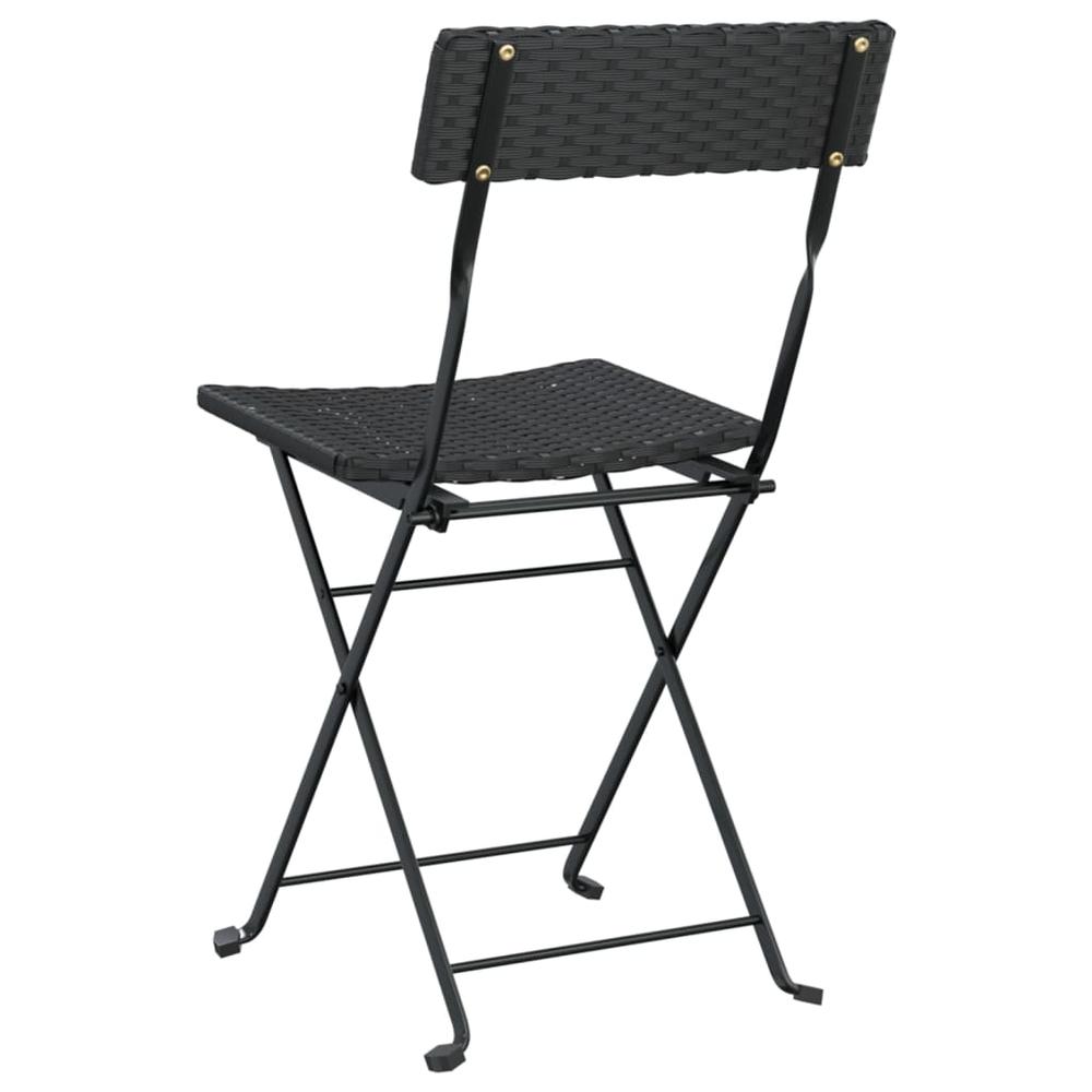 Folding Bistro Chairs 2 pcs Black Poly Rattan and Steel. Picture 5