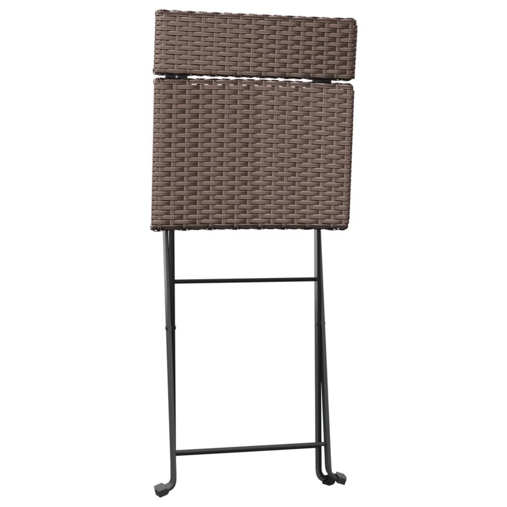 Folding Bistro Chairs 2 pcs Brown Poly Rattan and Steel. Picture 6