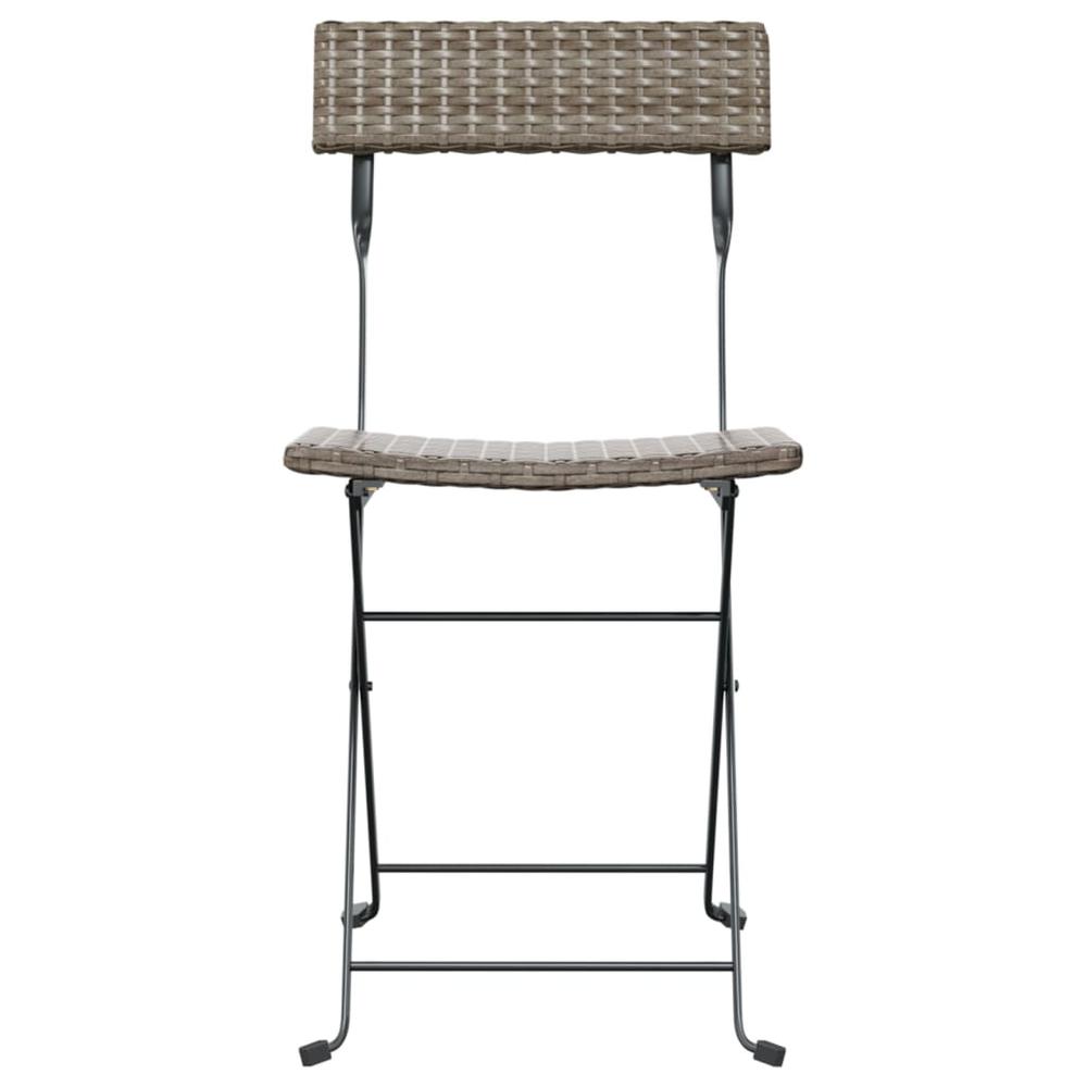 Folding Bistro Chairs 2 pcs Gray Poly Rattan and Steel. Picture 3