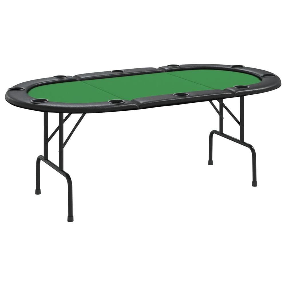 10-Player Folding Poker Table Green 81.1"x41.7"x29.5". Picture 1