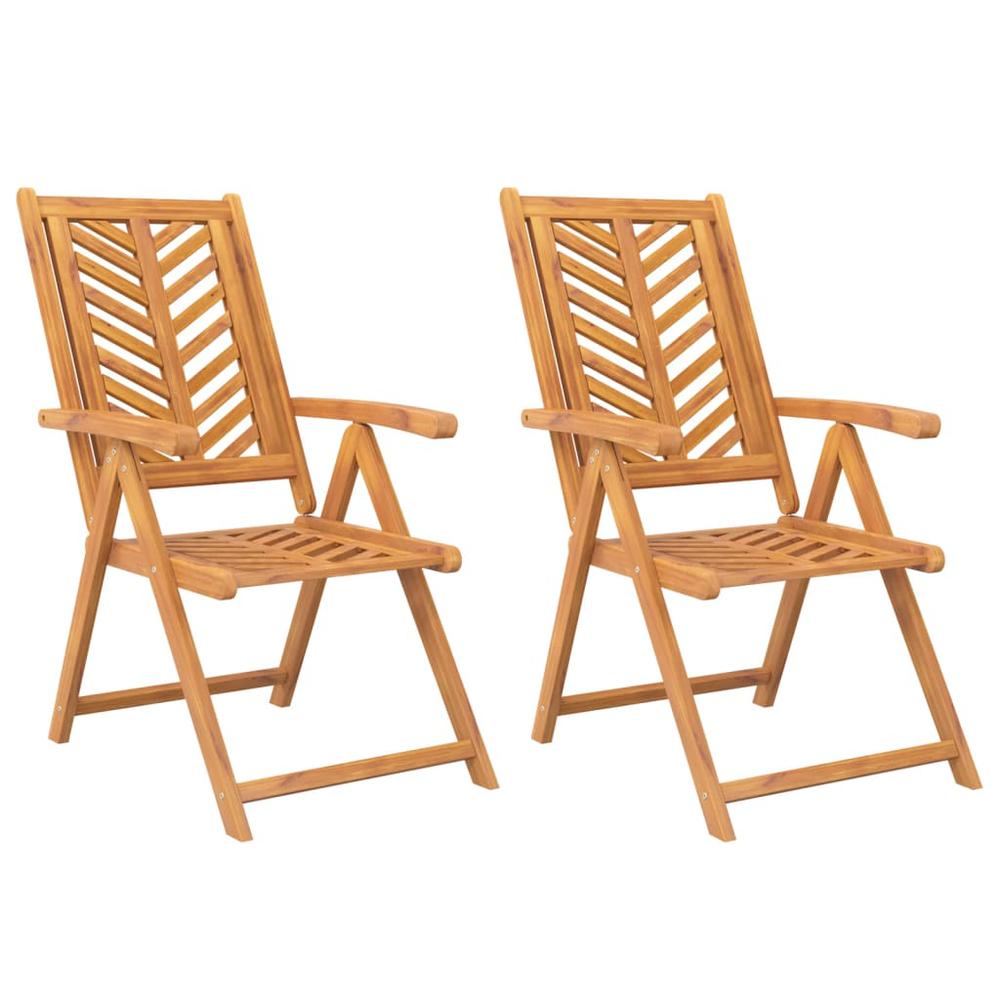 Reclining Patio Chairs 2 pcs Solid Wood Acacia. Picture 1
