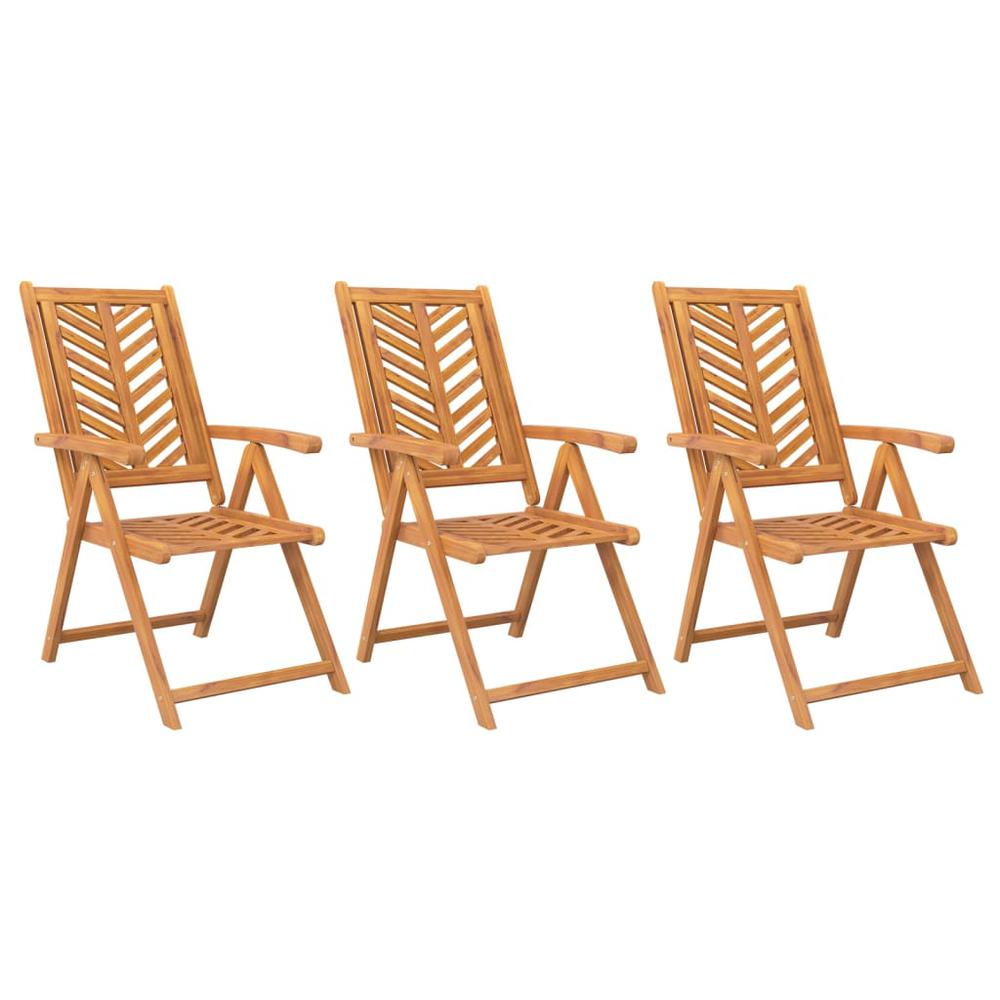 Reclining Patio Chairs 3 pcs Solid Wood Acacia. Picture 1