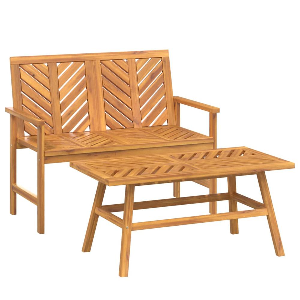 2 Piece Patio Lounge Set Solid Wood Acacia. Picture 1