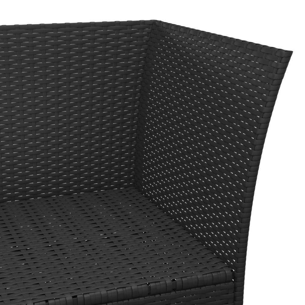 4 Piece Patio Lounge Set with Cushions Black Poly Rattan. Picture 9
