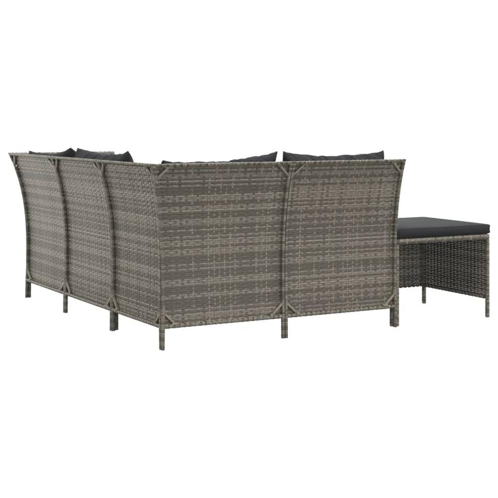 4 Piece Patio Lounge Set with Cushions Gray Poly Rattan. Picture 4
