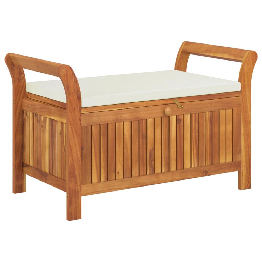 Patio Storage Bench with Cushion 35.8" Solid Wood Acacia. Picture 1